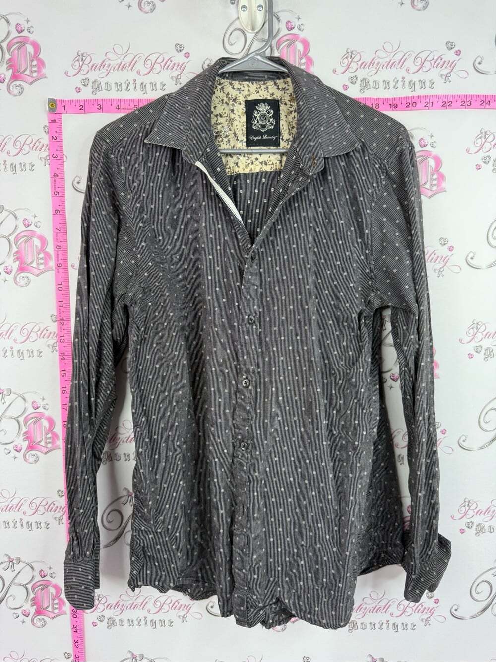 English Laundry shirt Gray Polka Dot Long Sleeve Shirt